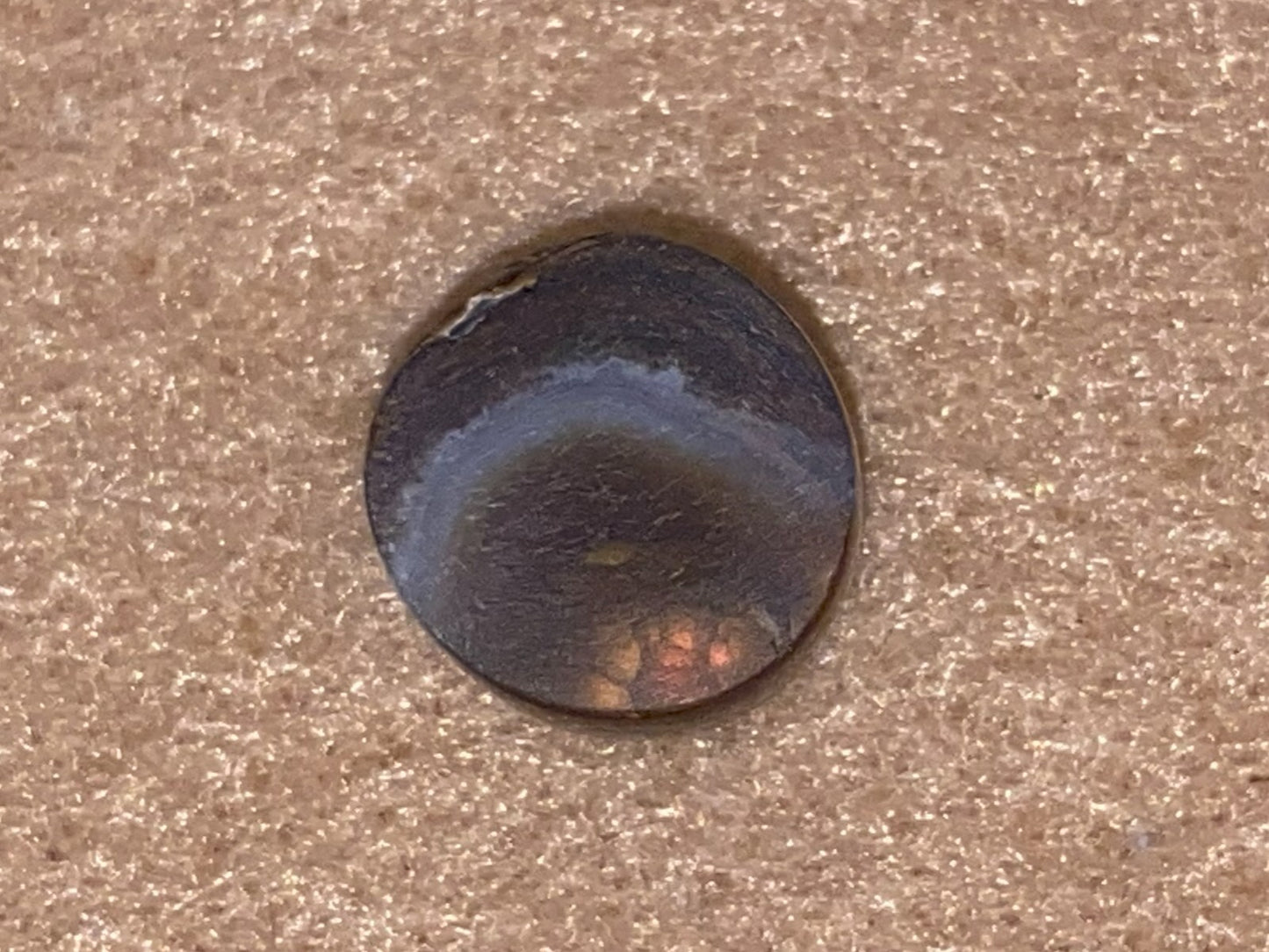 Back side of a Aguascalientes Fire Agate Gemstone