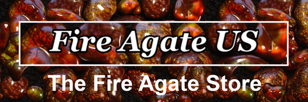The Fire Agate Store from Fire Agate US banner with agate stones in the background