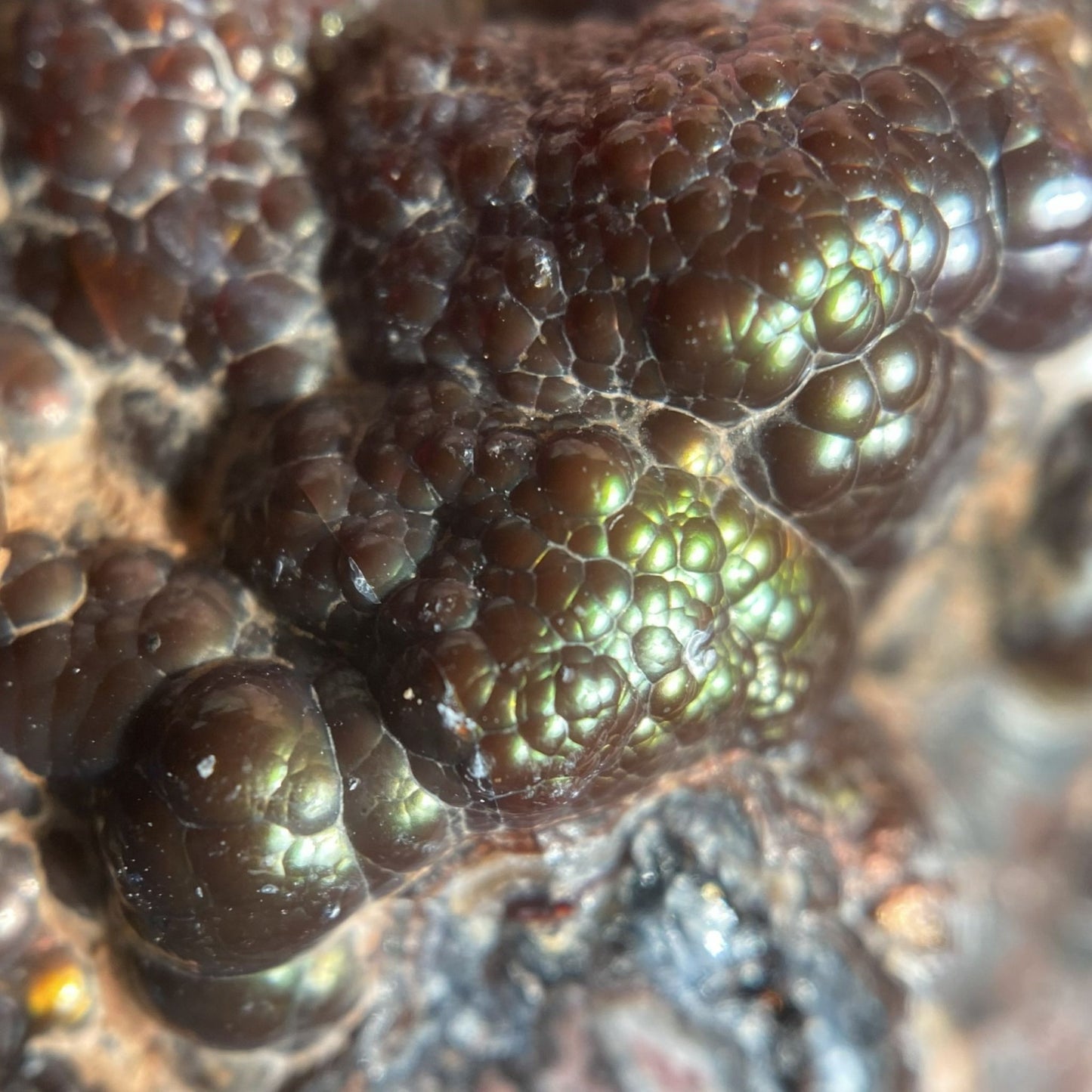 Close-up of a textured surface with a metallic sheen