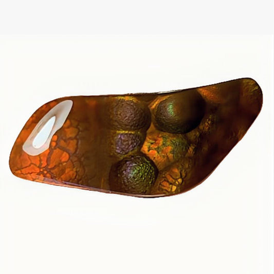 Fire Agate Gemstone with a unique design on a white background