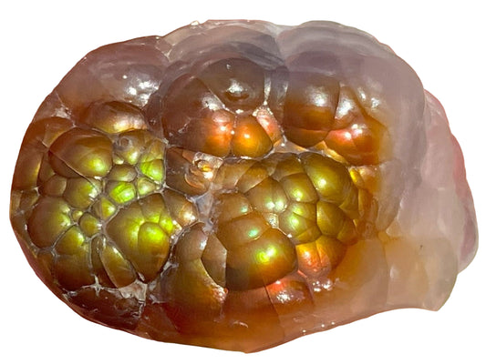 Close-up of Aguascalientes Fire Agate Gemstone Natural Mineral Specimen 51 Carats MXM005 on white background