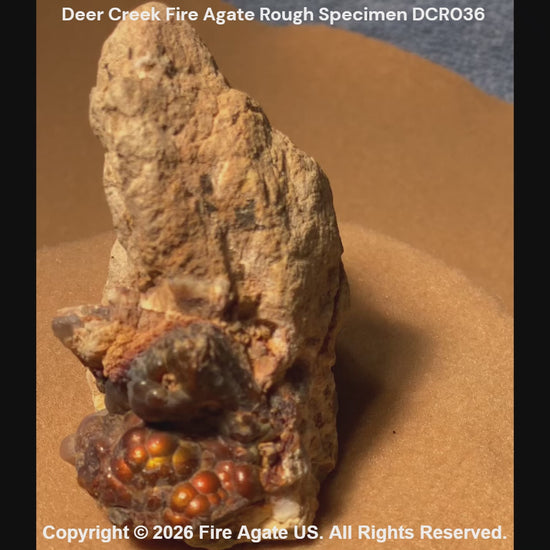 Deer Creek Fire Agate Rough – Cabinet Specimen with Natural Gem DCR036 Product Video