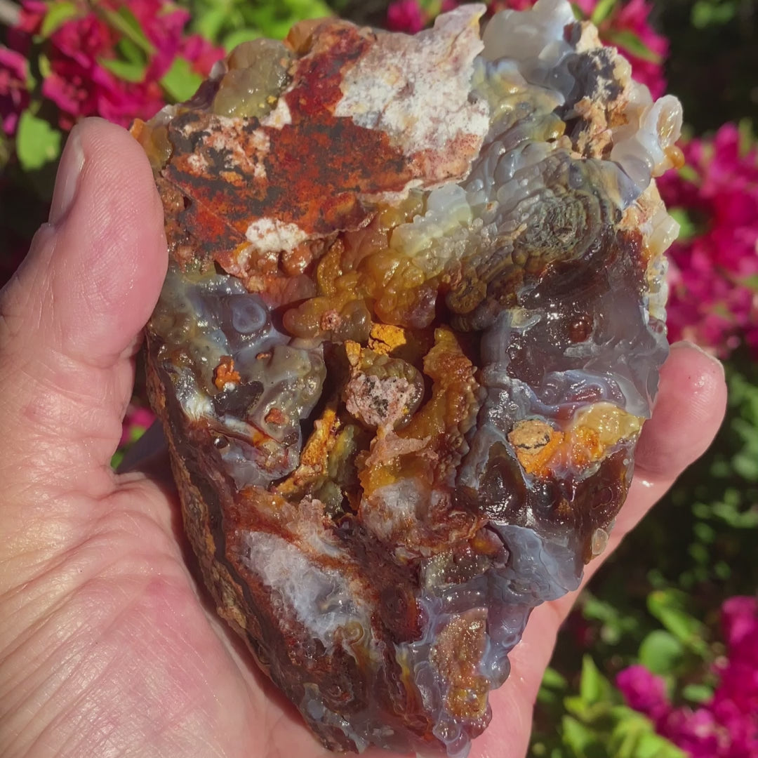 Fire Agate Rough Mineral Specimen Slaughter Mountain 1.7 Pounds SLM060 Product Video