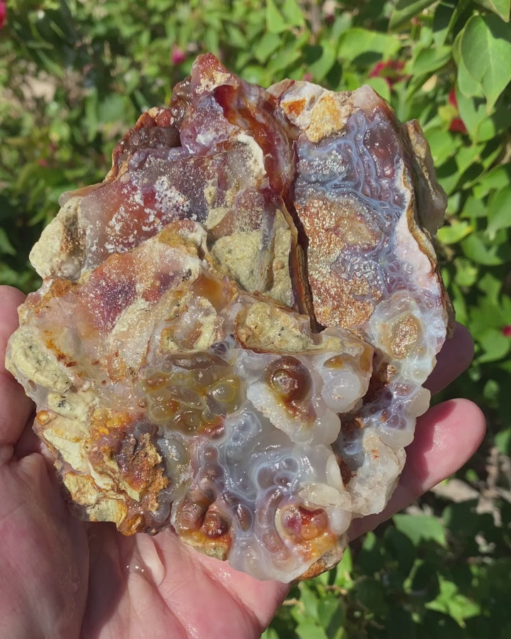Fire Agate Rough Mineral Specimen Slaughter Mountain 1.63 Pounds SLM068 Product Video