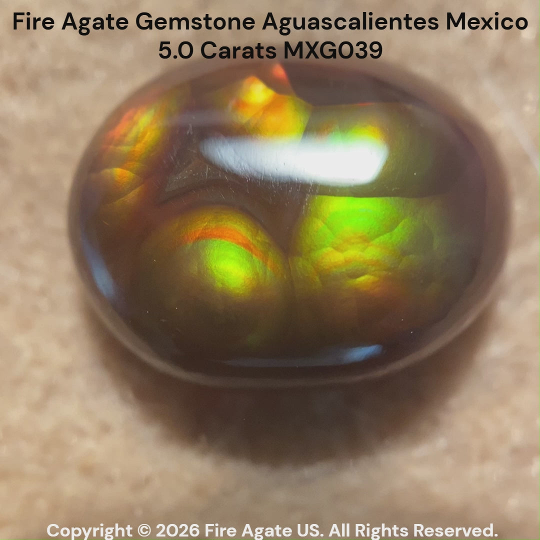 Fire Agate Gemstone Aguascalientes Mexico 5.0 Carats MXG039 Product Video