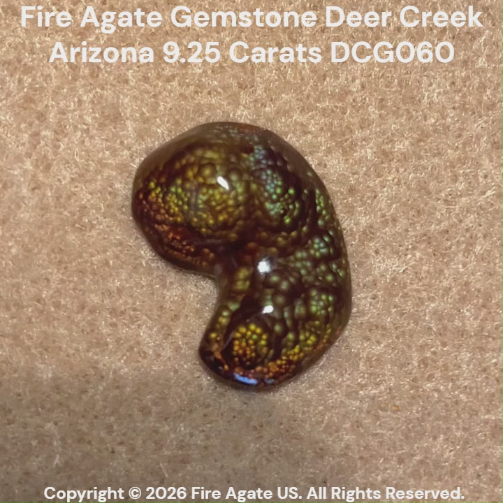 Fire Agate Gemstone Deer Creek Arizona 9.25 Carats DCG060 Product Video.