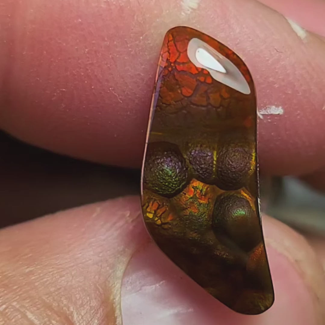 Fire Agate Gemstone Aguascalientes Mexico 3.75 Carats MXG030 Product Video