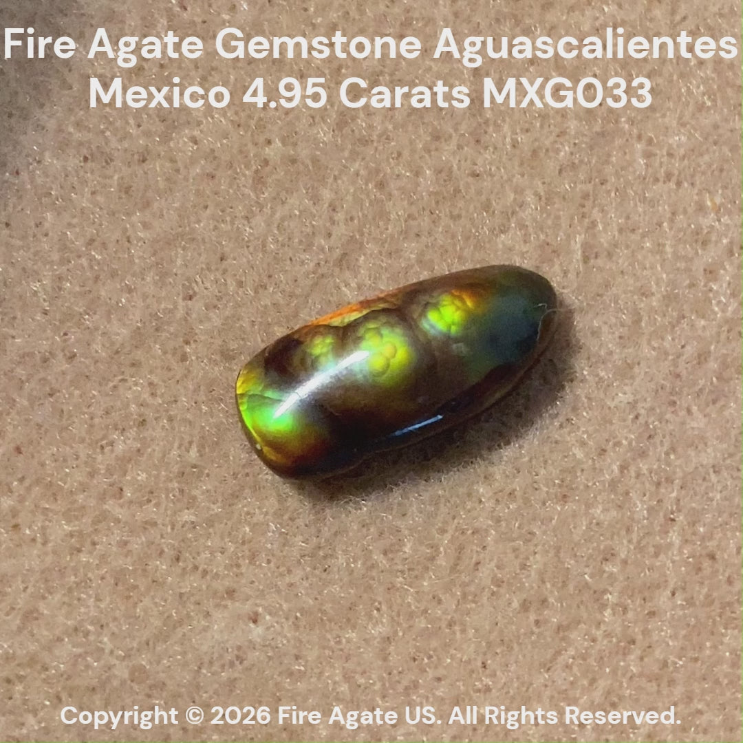 Fire Agate Gemstone Aguascalientes Mexico 4.95 Carats MXG033 Product Video
