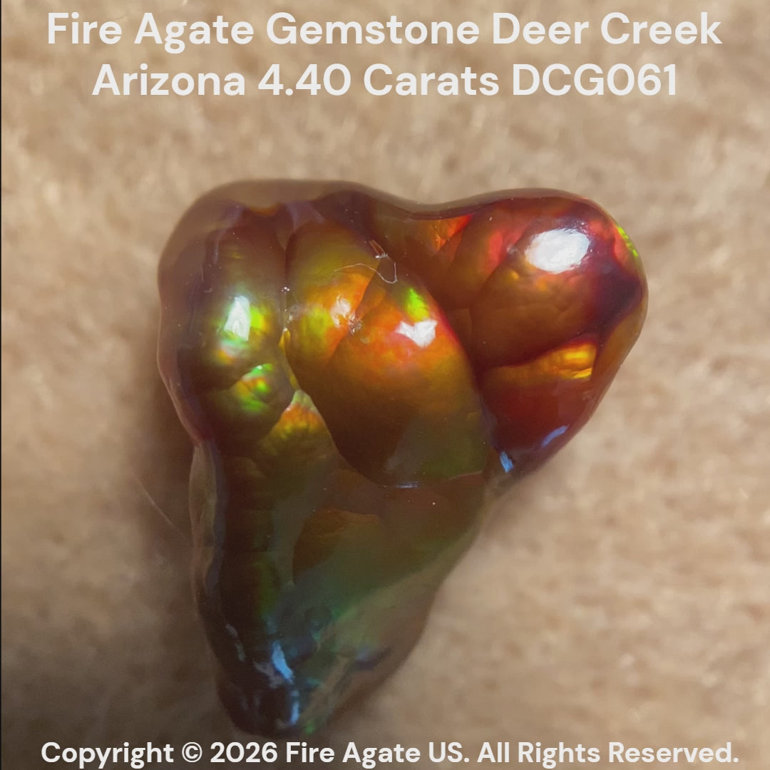 Fire Agate Gemstone Deer Creek Arizona 4.40 Carats DCG061 Product Video from The Fire Agate Store