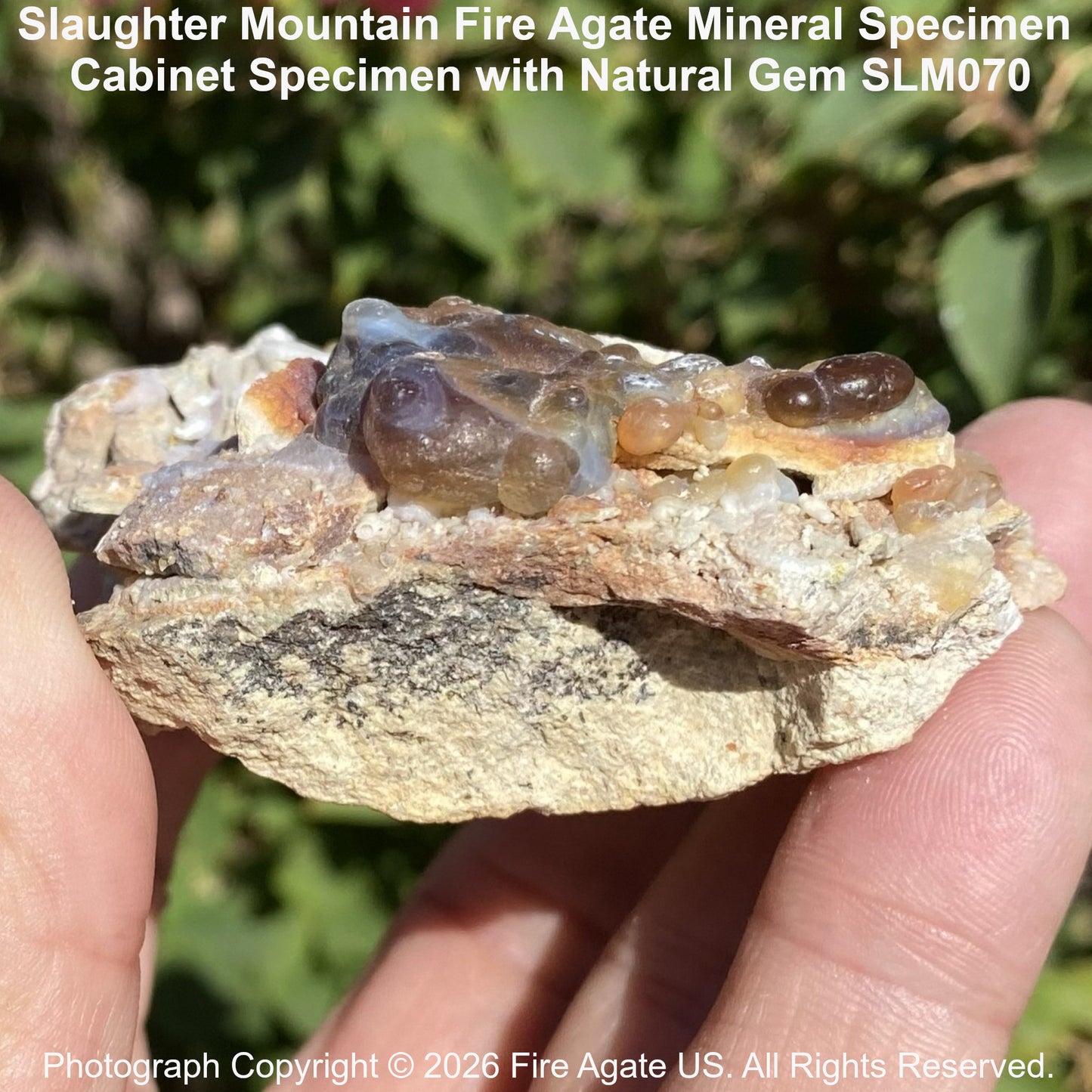 Side view of Fire Agate mineral specimen