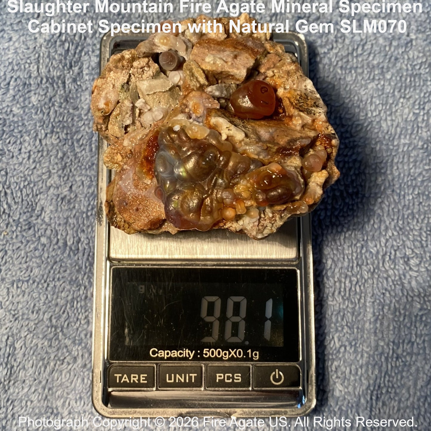 Mineral Specimen on sale showing weight of 98.1 grams