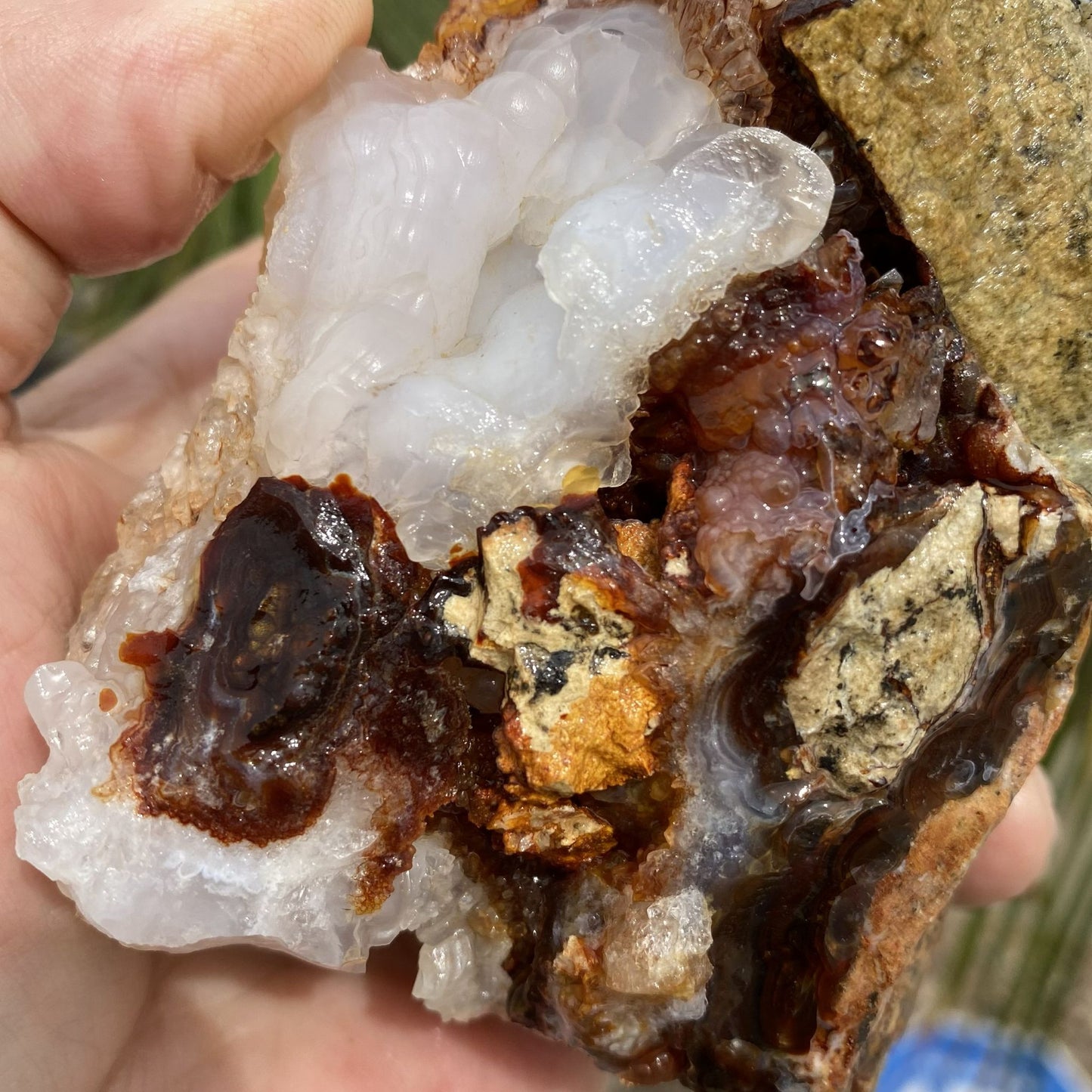 Fire Agate Rough Mineral Specimen Slaughter Mountain 1.57 Pounds SLM072