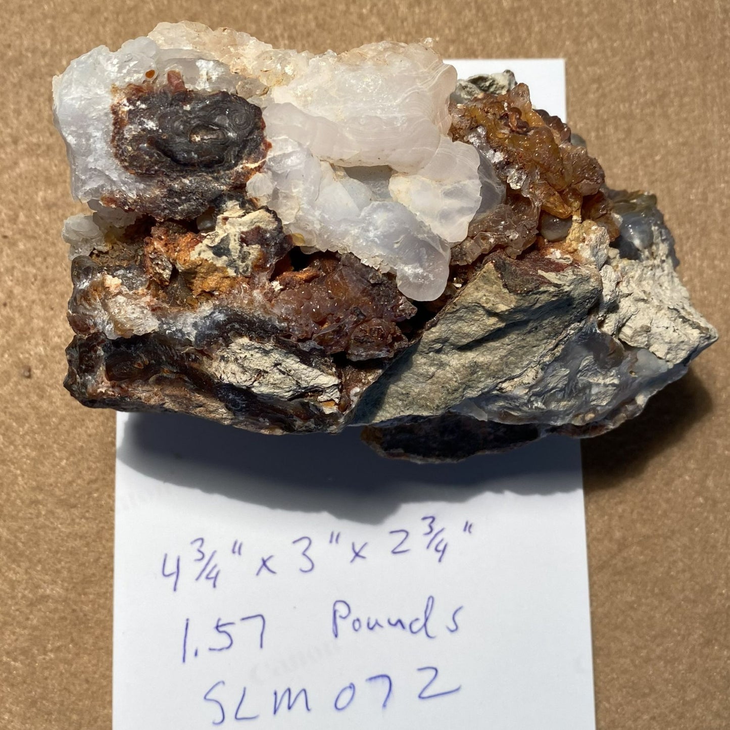 Fire Agate Rough Mineral Specimen Slaughter Mountain 1.57 Pounds SLM072