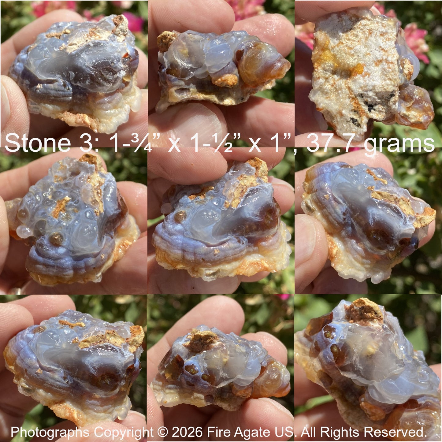 Fire Agate Rough Slaughter Mountain Arizona 6 Pieces 216 Grams SLR227