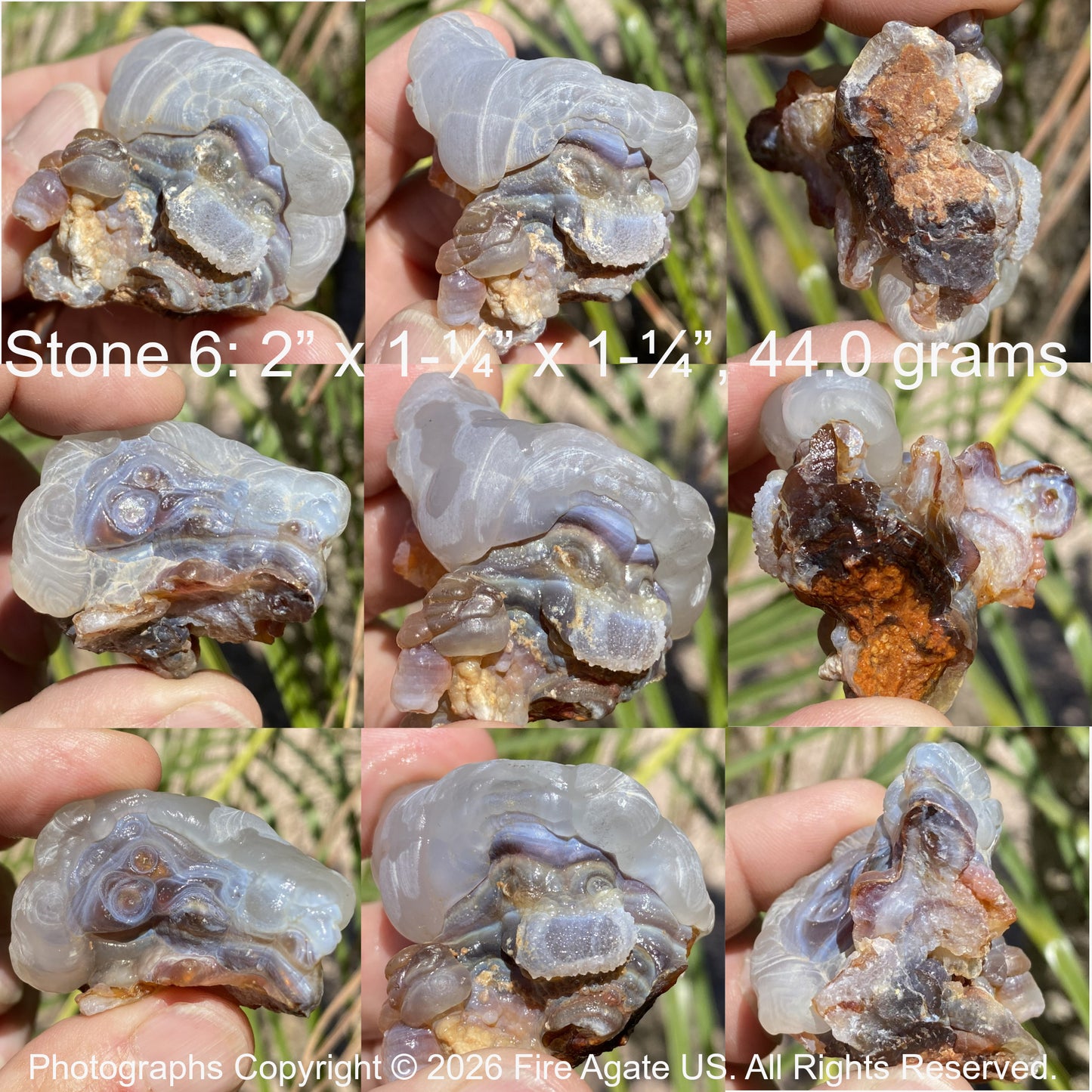Fire Agate Rough Slaughter Mountain Arizona 6 Pieces 216 Grams SLR227